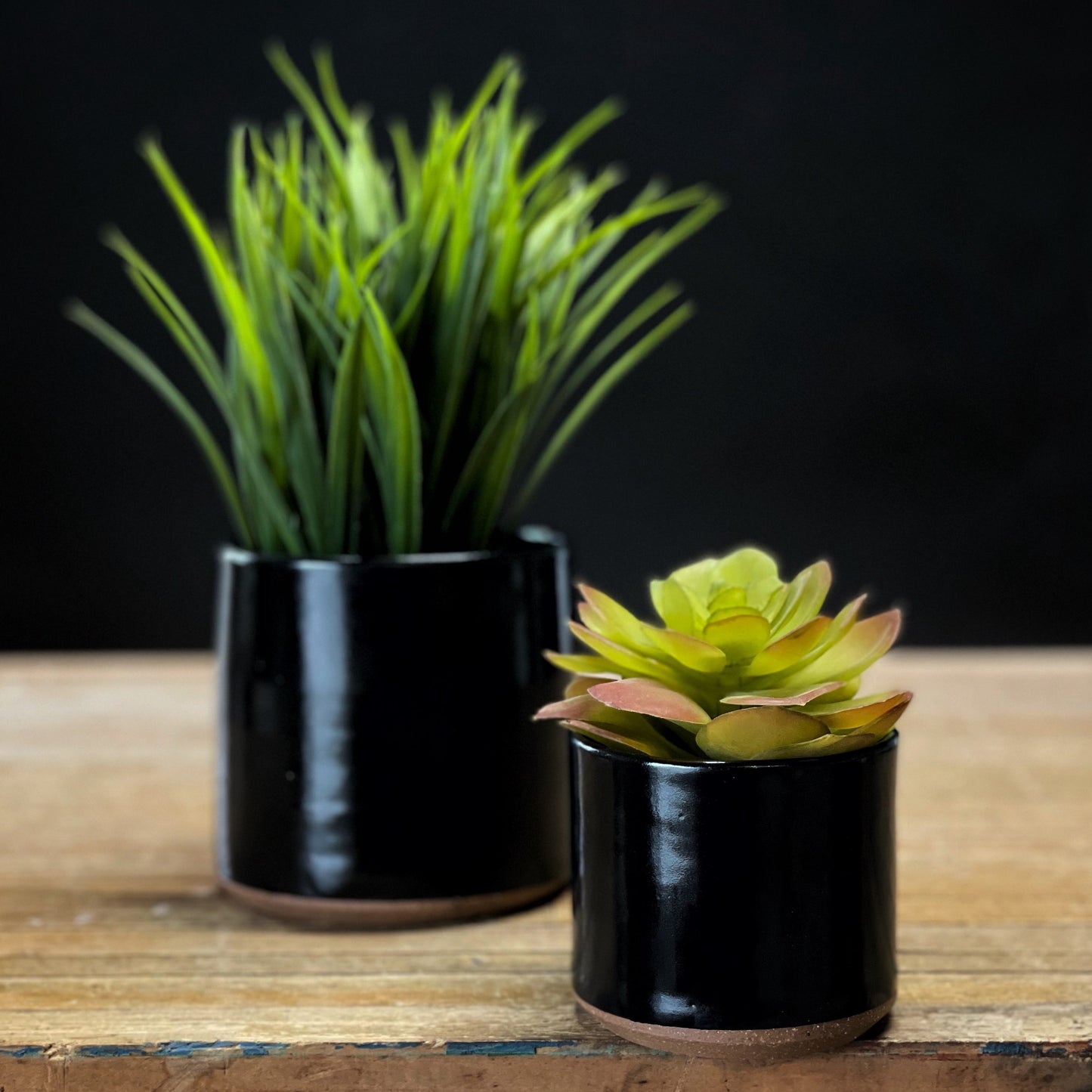 Black Glazed Minimalist Planter