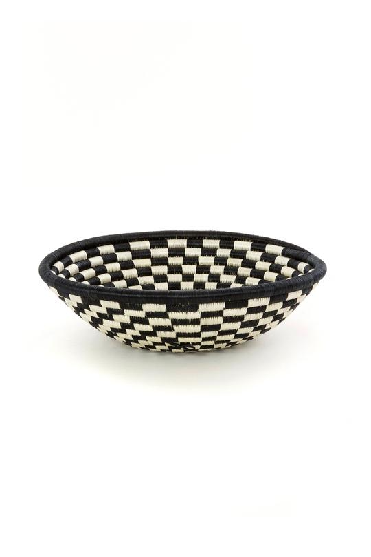 Rwandan Sisal Checkered Basket